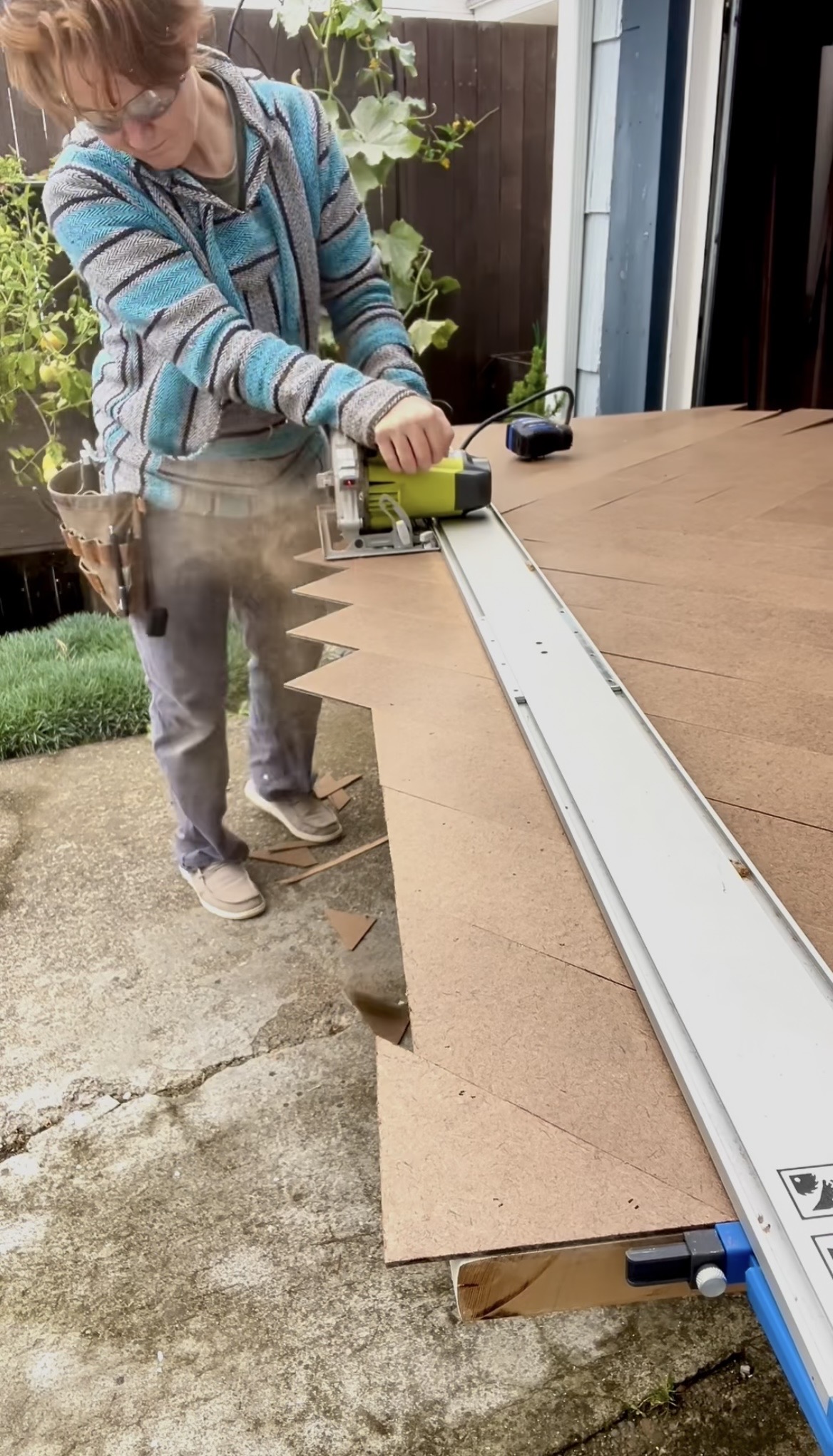 Trimming excess off of herringbone pattern on interior door